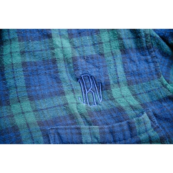 L.L. Bean Men's Scotch Plaid Flannel Robe Black watch tartan belt SEE XXL - Picture 5 of 6